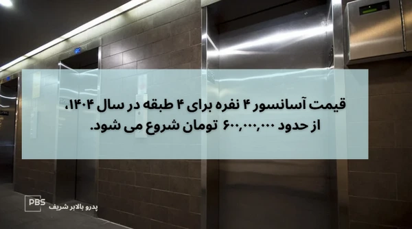 قیمت آسانسور 4 نفره برای 4 طبقه