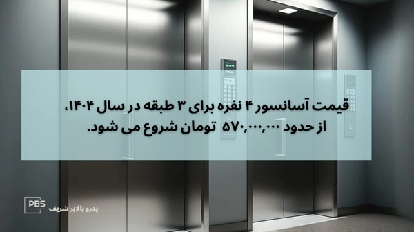 قیمت آسانسور 4 نفره برای 3 طبقه