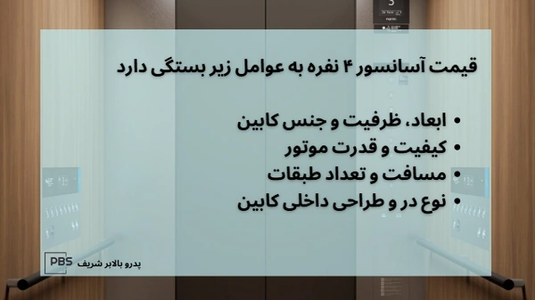 قیمت آسانسور ۴ نفره